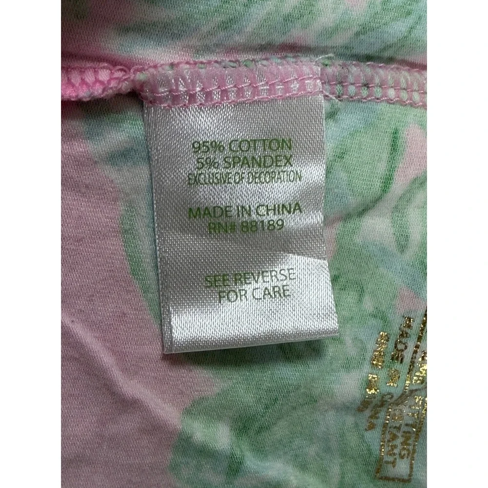 Lilly Pulitzer Girls Pink Green Tropical Palm Pajama Set Size 10 Long Sleeve PJs